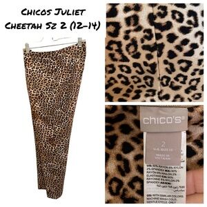 Chicos “Juliet” Cheetah slacks sz 2 (12-14)